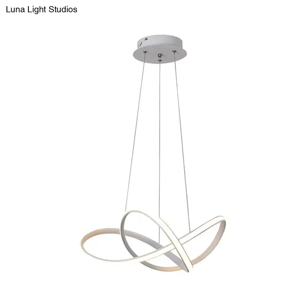 Contemporary Led Chandelier Black/White Ceiling Lamp With Metallic Shade In Warm/White Light Pendant