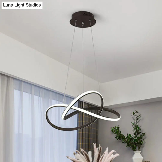 Contemporary Led Chandelier Black/White Ceiling Lamp With Metallic Shade In Warm/White Light Pendant