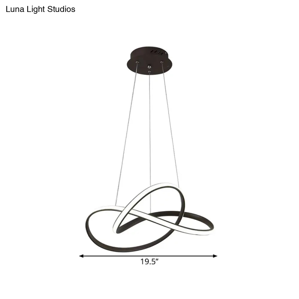 Contemporary Led Chandelier Black/White Ceiling Lamp With Metallic Shade In Warm/White Light Pendant