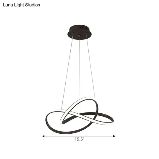 Contemporary Led Chandelier Black/White Ceiling Lamp With Metallic Shade In Warm/White Light Pendant