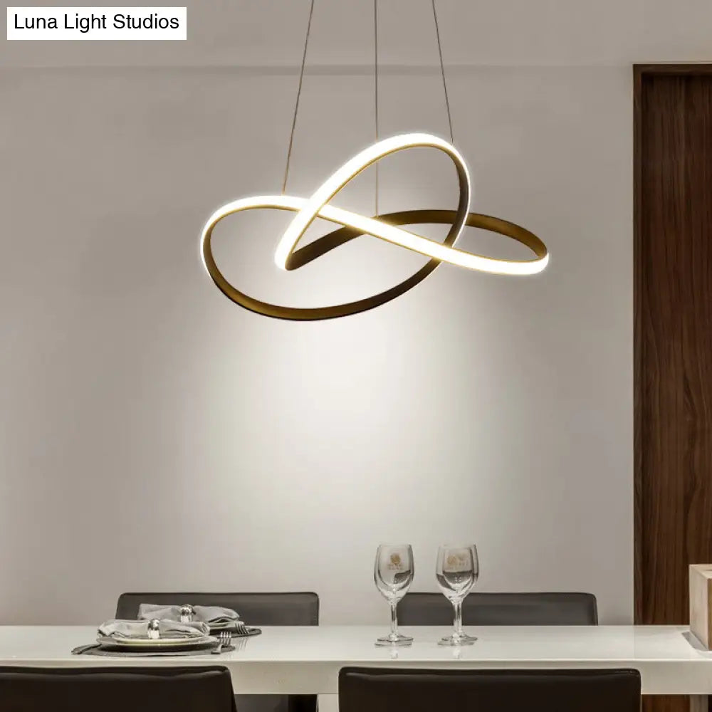 Contemporary Led Chandelier Black/White Ceiling Lamp With Metallic Shade In Warm/White Light