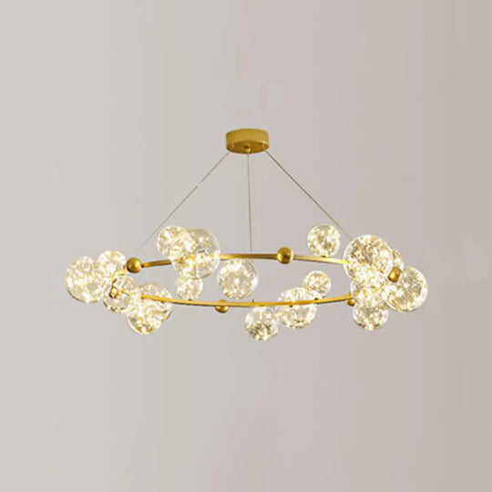 Contemporary Led Chandelier Pendant Light With Clear Glass Ball Shape In Gold 18 / Natural