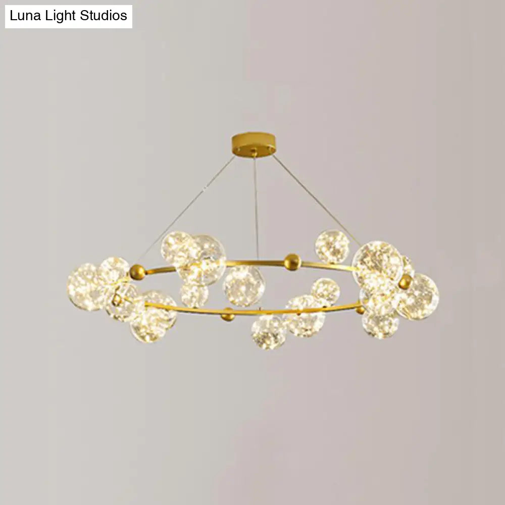 Modern Led Chandelier Pendant Light With Ball Shaped Clear Glass Gold; Perfect For Dining Rooms 18 /