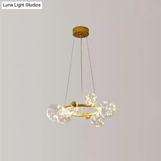 Contemporary Led Chandelier Pendant Light With Clear Glass Ball Shape In Gold