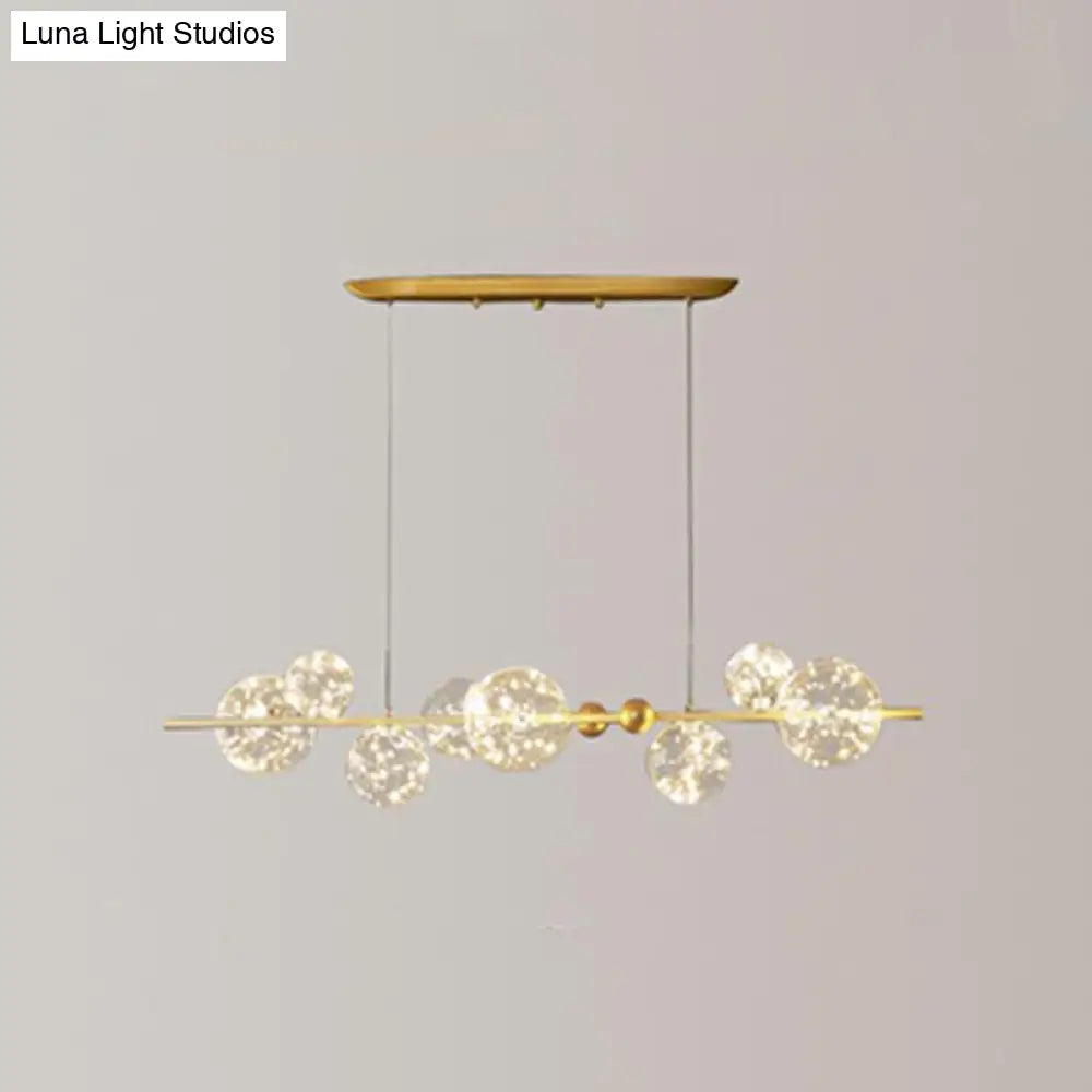 Modern Led Chandelier Pendant Light With Ball Shaped Clear Glass Gold; Perfect For Dining Rooms