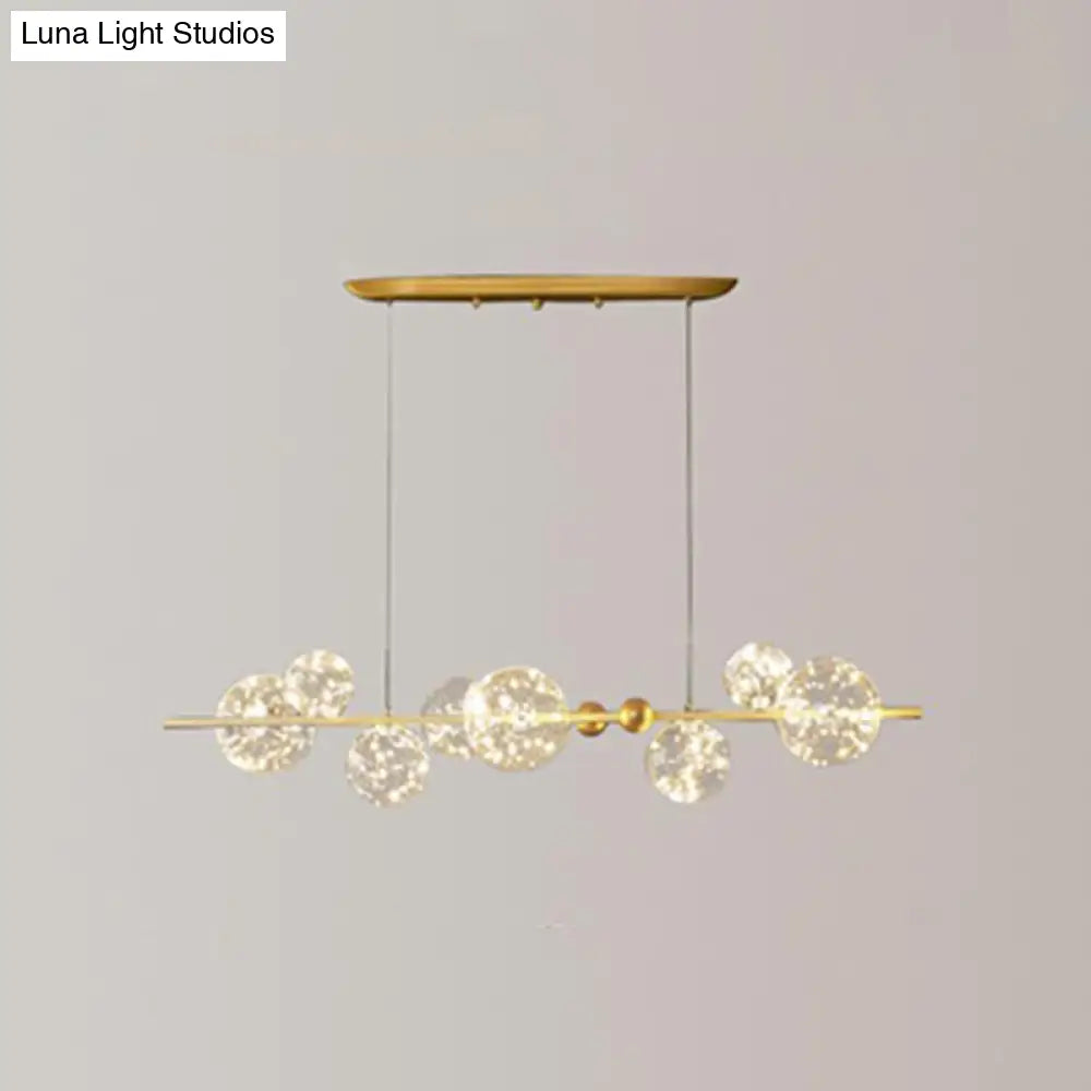 Contemporary Led Chandelier Pendant Light With Clear Glass Ball Shape In Gold