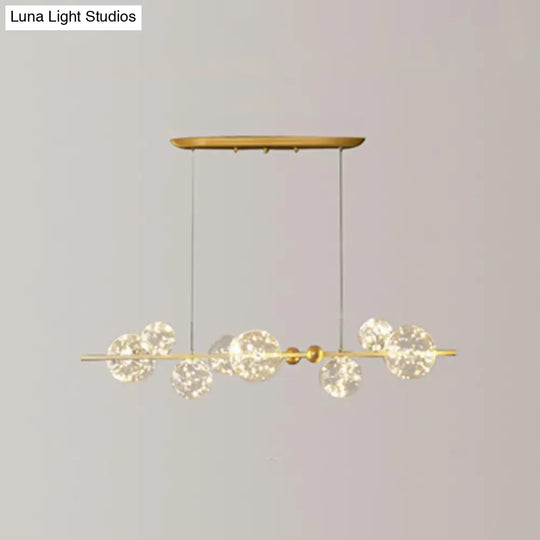 Contemporary Led Chandelier Pendant Light With Clear Glass Ball Shape In Gold