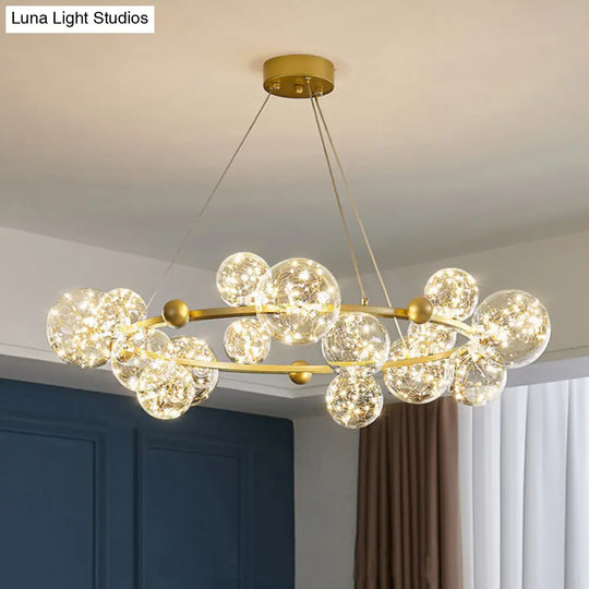 Modern Led Chandelier Pendant Light With Ball Shaped Clear Glass Gold; Perfect For Dining Rooms 15 /