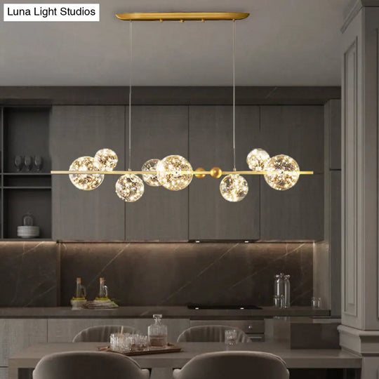 Modern Led Chandelier Pendant Light With Ball Shaped Clear Glass Gold; Perfect For Dining Rooms 8 /