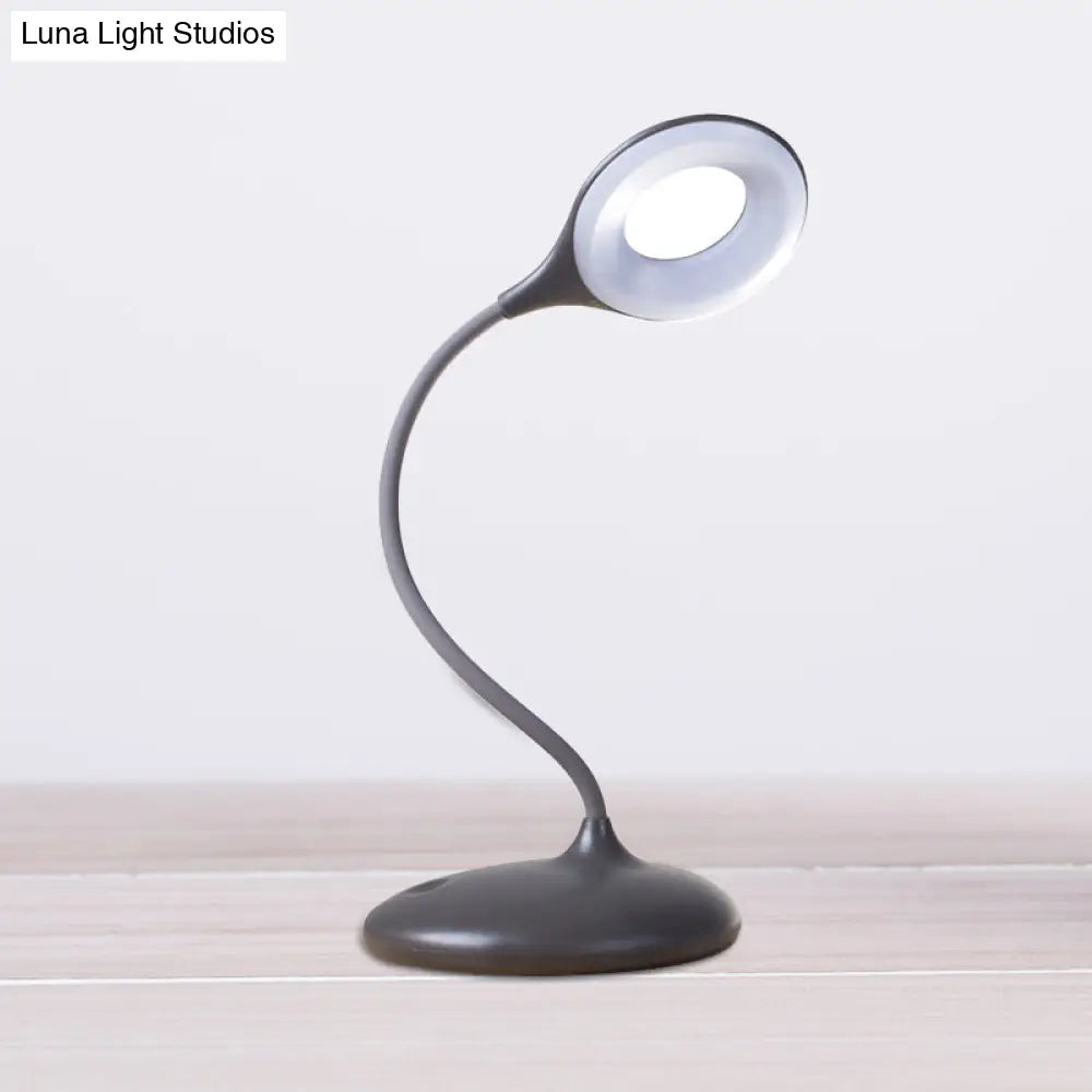 Contemporary Led Circle Desk Lamp - Brown/White Adjustable Table Light For Study