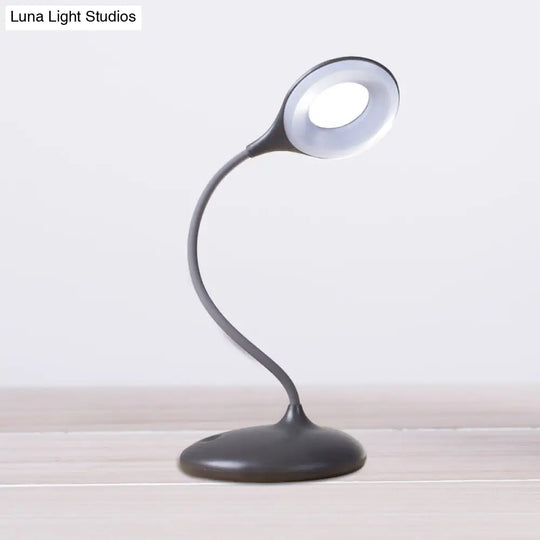 Contemporary Led Circle Desk Lamp - Brown/White Adjustable Table Light For Study