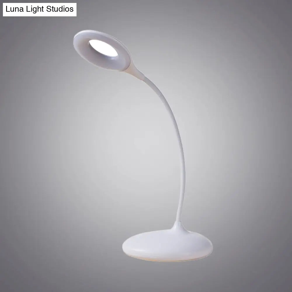 Contemporary Led Circle Desk Lamp - Brown/White Adjustable Table Light For Study