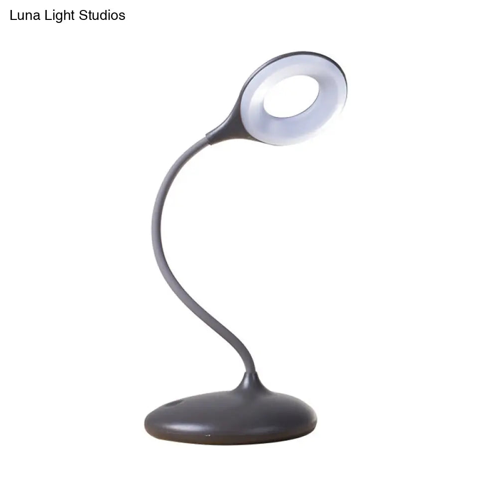 Contemporary Led Circle Desk Lamp - Brown/White Adjustable Table Light For Study