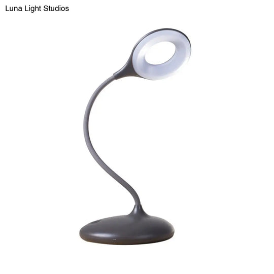 Contemporary Led Circle Desk Lamp - Brown/White Adjustable Table Light For Study