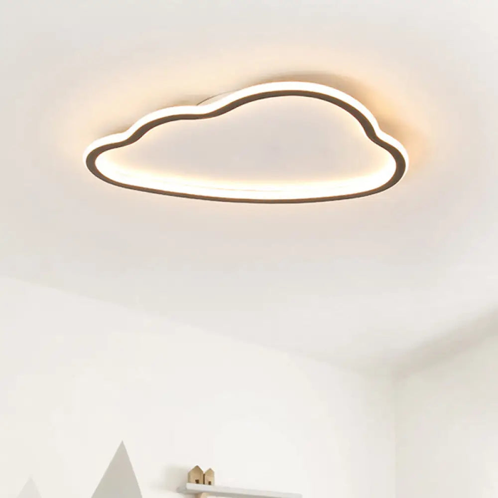 Contemporary Led Cloud Acrylic Flush Light For Bedroom Ceiling Mounted White