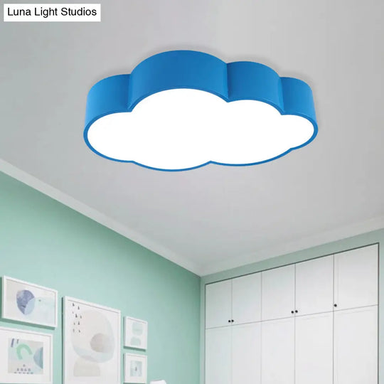 Contemporary Led Cloud Iron Flush Ceiling Light For Kids Bedroom - Yellow/Blue 20.5/24.5 Long Blue /
