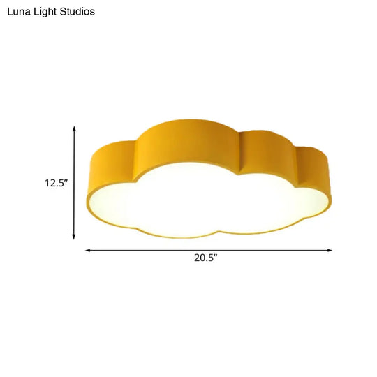 Contemporary Led Cloud Iron Flush Ceiling Light For Kids Bedroom - Yellow/Blue 20.5/24.5 Long