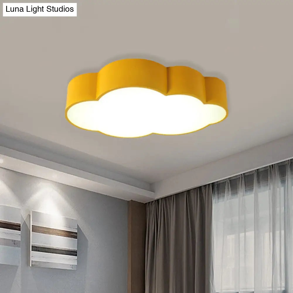 Contemporary Led Cloud Iron Flush Ceiling Light For Kids Bedroom - Yellow/Blue 20.5’/24.5’ Long