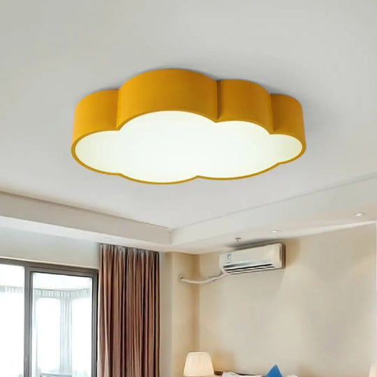 Contemporary Led Cloud Iron Flush Ceiling Light For Kids Bedroom - Yellow/Blue 20.5’/24.5’ Long