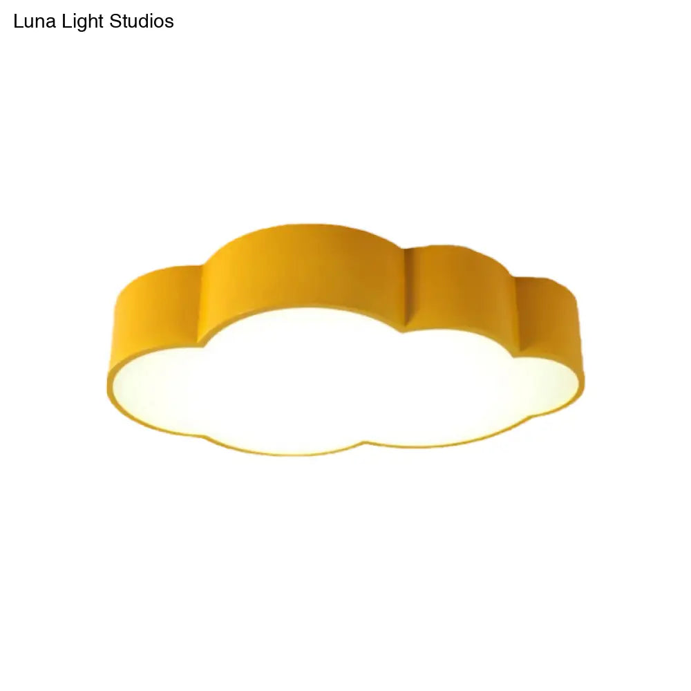 Contemporary Led Cloud Iron Flush Ceiling Light For Kids Bedroom - Yellow/Blue 20.5/24.5 Long