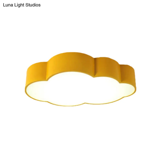 Contemporary Led Cloud Iron Flush Ceiling Light For Kids Bedroom - Yellow/Blue 20.5/24.5 Long