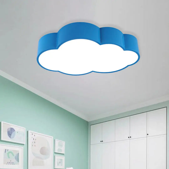 Contemporary Led Cloud Iron Flush Ceiling Light For Kids Bedroom - Yellow/Blue 20.5’/24.5’ Long