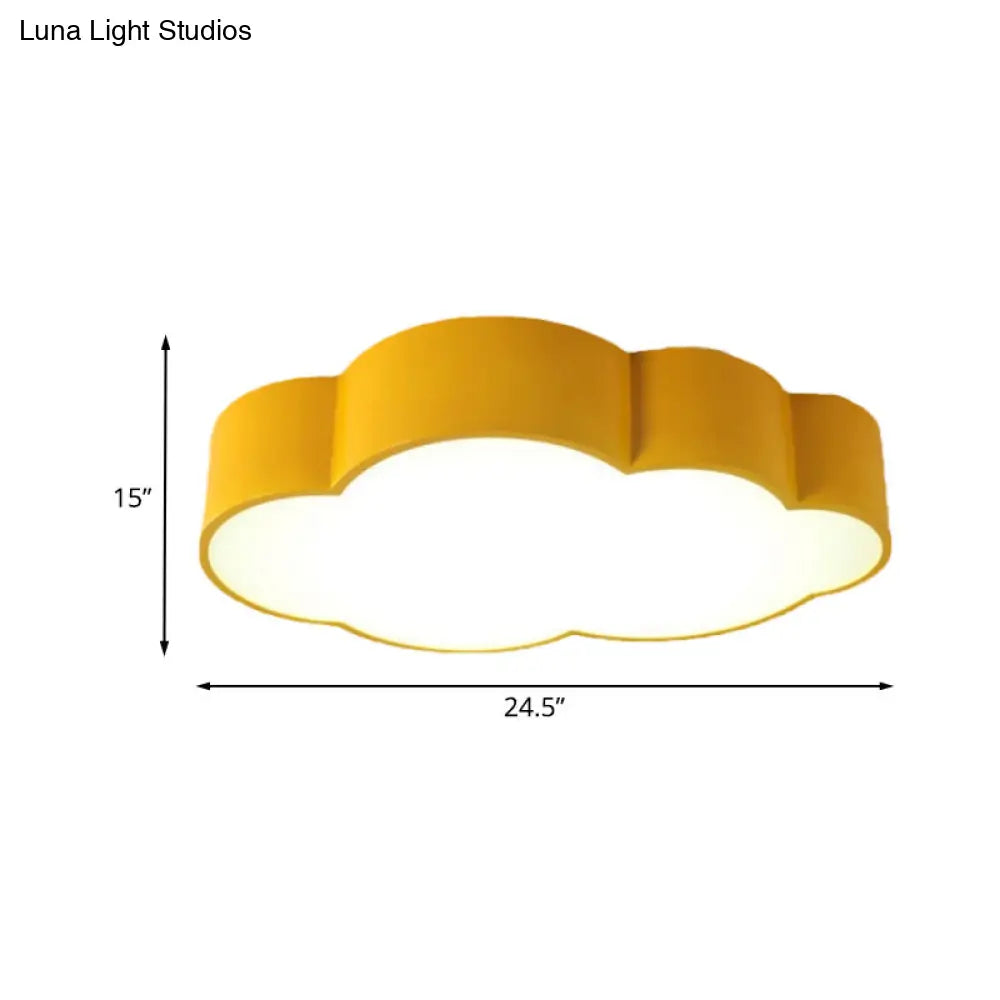 Contemporary Led Cloud Iron Flush Ceiling Light For Kids Bedroom - Yellow/Blue 20.5/24.5 Long