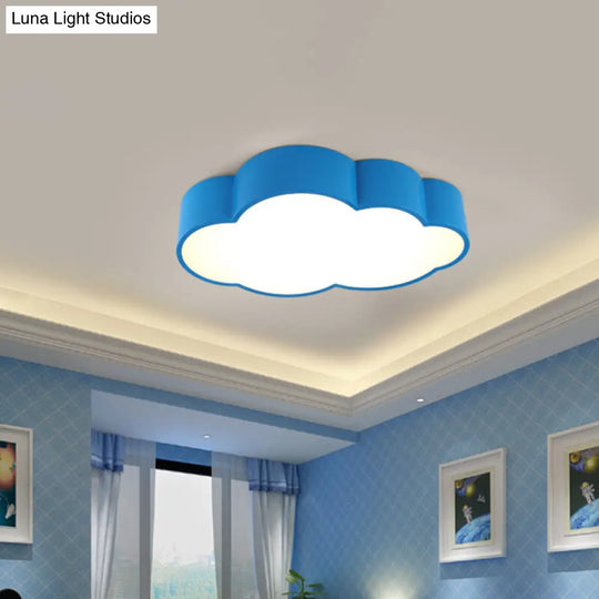 Contemporary Led Cloud Iron Flush Ceiling Light For Kids Bedroom - Yellow/Blue 20.5/24.5 Long