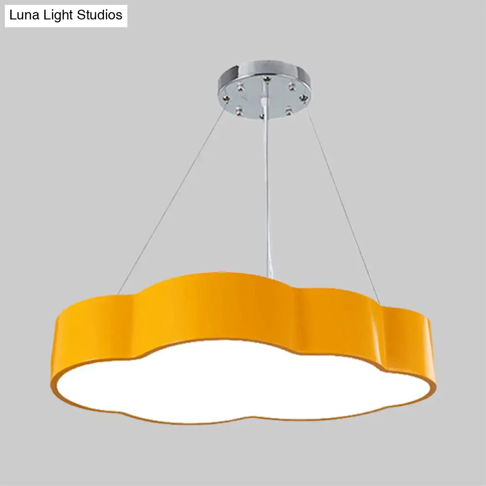 Contemporary Led Cloud Suspension Light In Red/Yellow/Green For Playroom Ceiling