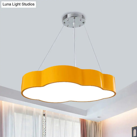 Contemporary Led Cloud Suspension Light In Red/Yellow/Green For Playroom Ceiling