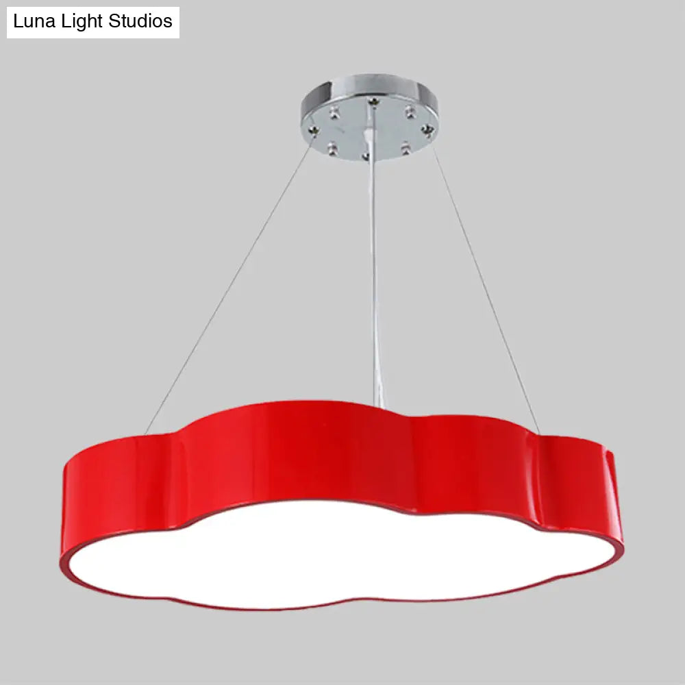 Contemporary Led Cloud Suspension Light In Red/Yellow/Green For Playroom Ceiling