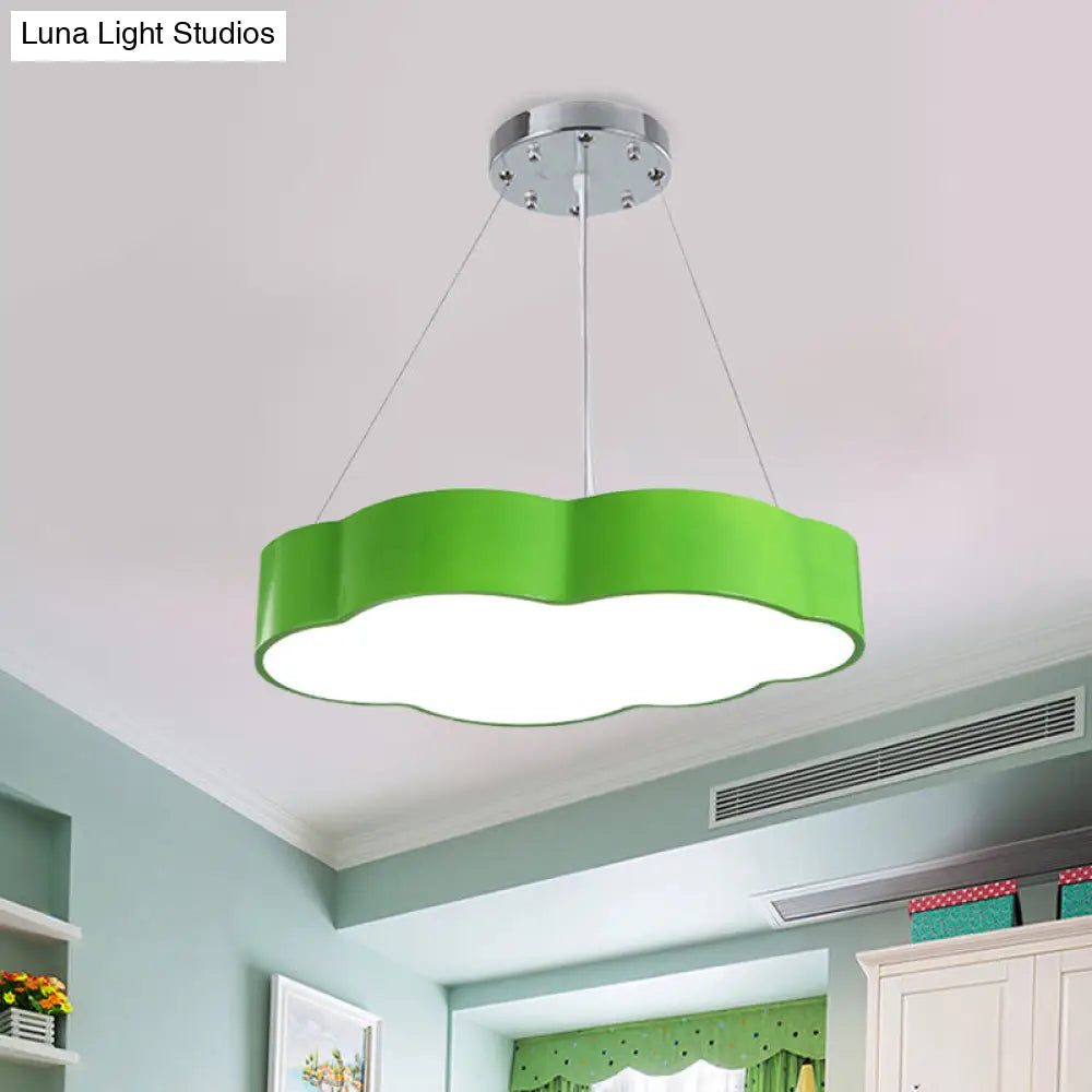 Contemporary Led Cloud Suspension Light In Red/Yellow/Green For Playroom Ceiling