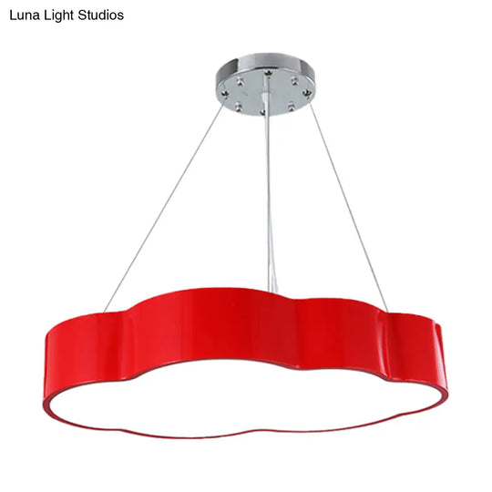 Contemporary Led Cloud Suspension Light In Red/Yellow/Green For Playroom Ceiling