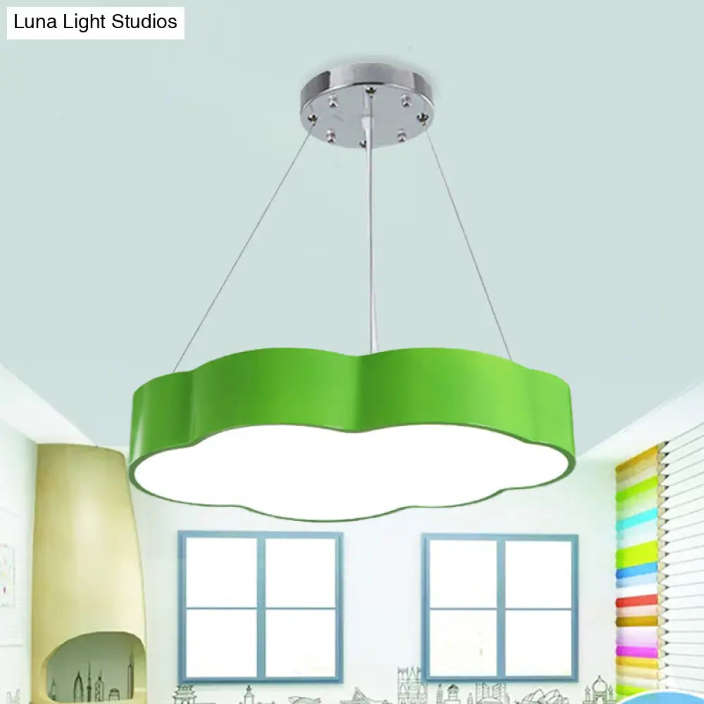 Contemporary Led Cloud Suspension Light In Red/Yellow/Green For Playroom Ceiling