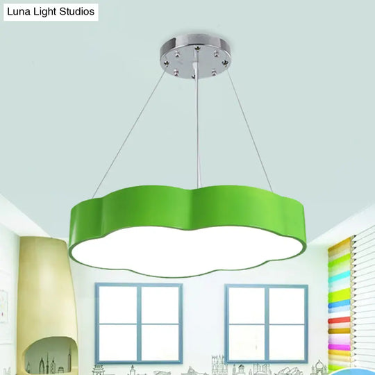 Contemporary Led Cloud Suspension Light In Red/Yellow/Green For Playroom Ceiling