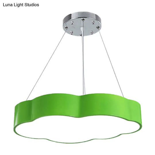 Contemporary Led Cloud Suspension Light In Red/Yellow/Green For Playroom Ceiling