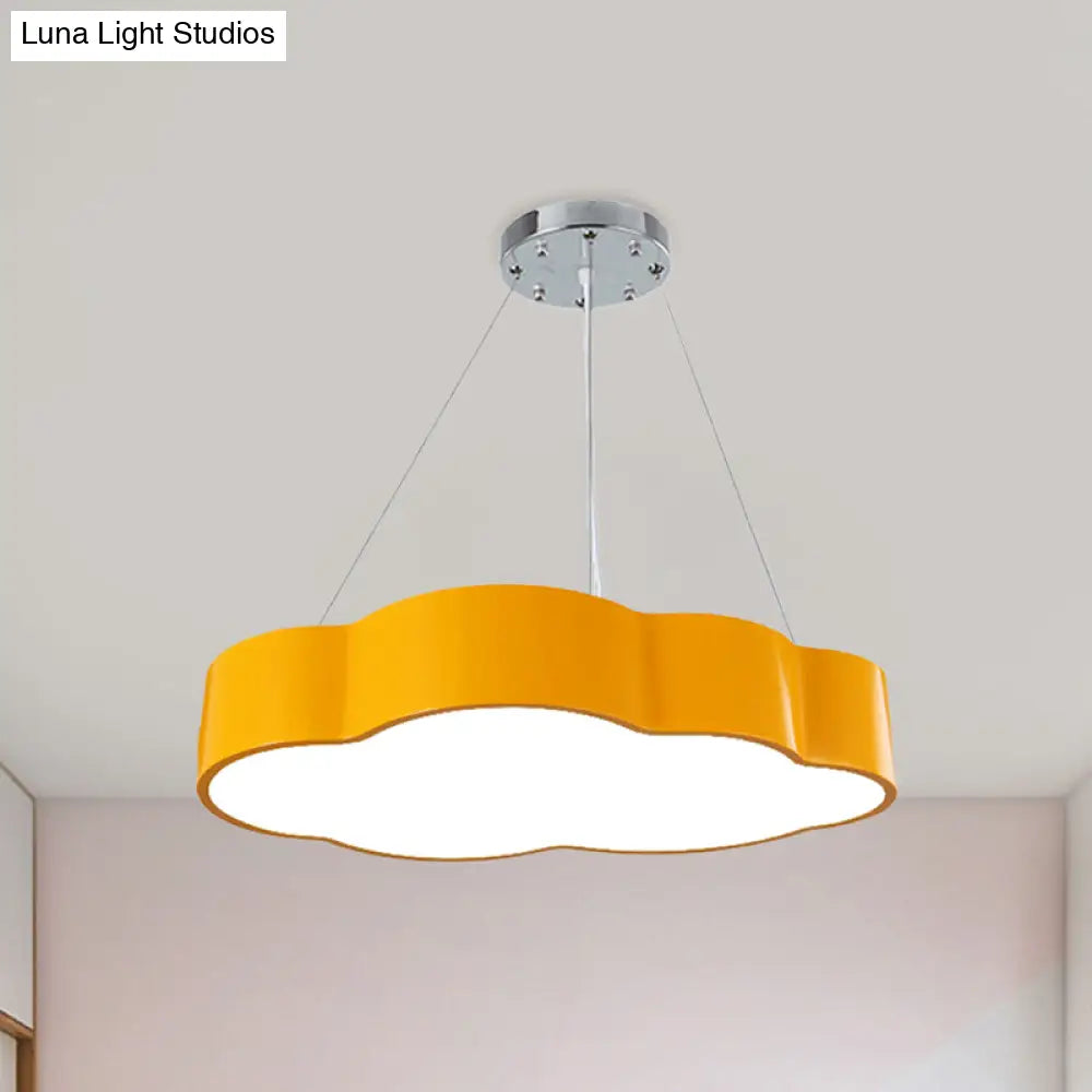 Contemporary Led Cloud Suspension Light In Red/Yellow/Green For Playroom Ceiling