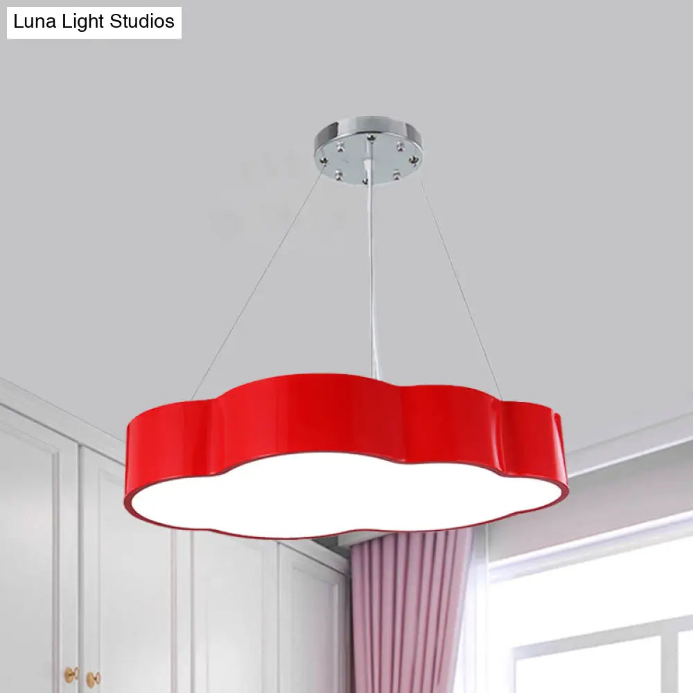 Contemporary Led Cloud Suspension Light In Red/Yellow/Green For Playroom Ceiling