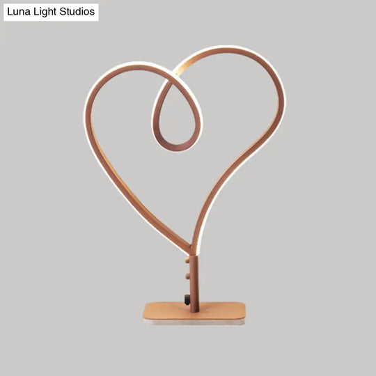 Contemporary Led Coffee Desk Lamp With Heart Acrylic Design - Warm/White Light