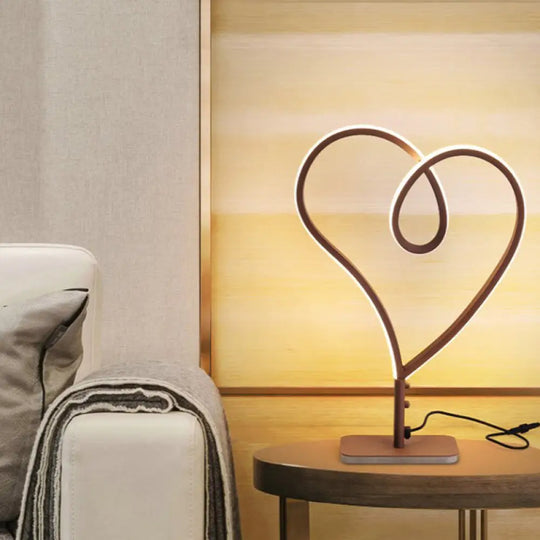 Contemporary Led Coffee Desk Lamp With Heart Acrylic Design - Warm/White Light / White