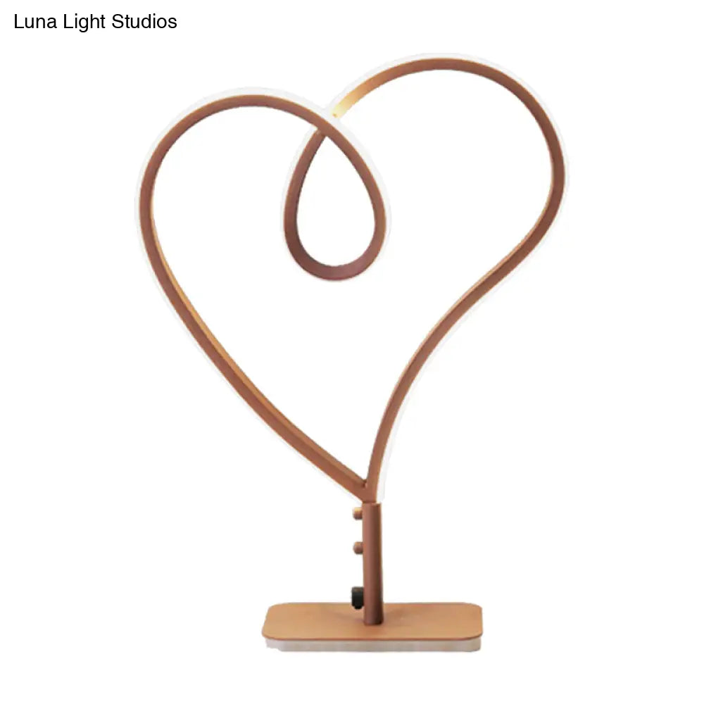 Contemporary Led Coffee Desk Lamp With Heart Acrylic Design - Warm/White Light