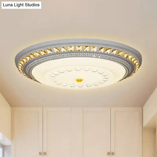 Contemporary Led Crystal Accent Ceiling Light Fixture - White 19.5’/23.5’/31.5’ Width