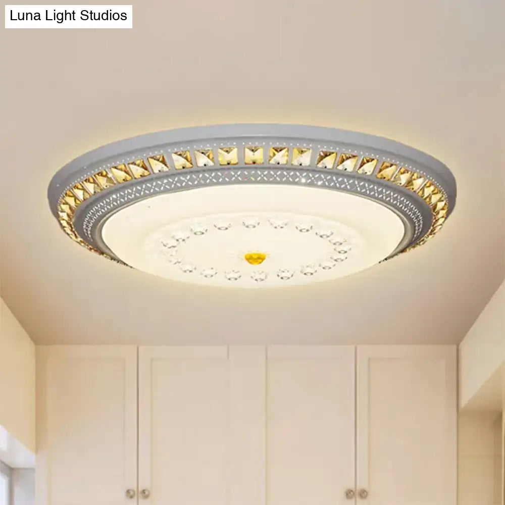 Contemporary Led Crystal Accent Ceiling Light Fixture - White 19.5/23.5/31.5 Width