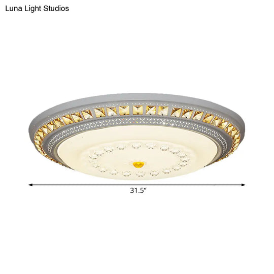 Contemporary Led Crystal Accent Ceiling Light Fixture - White 19.5’/23.5’/31.5’ Width