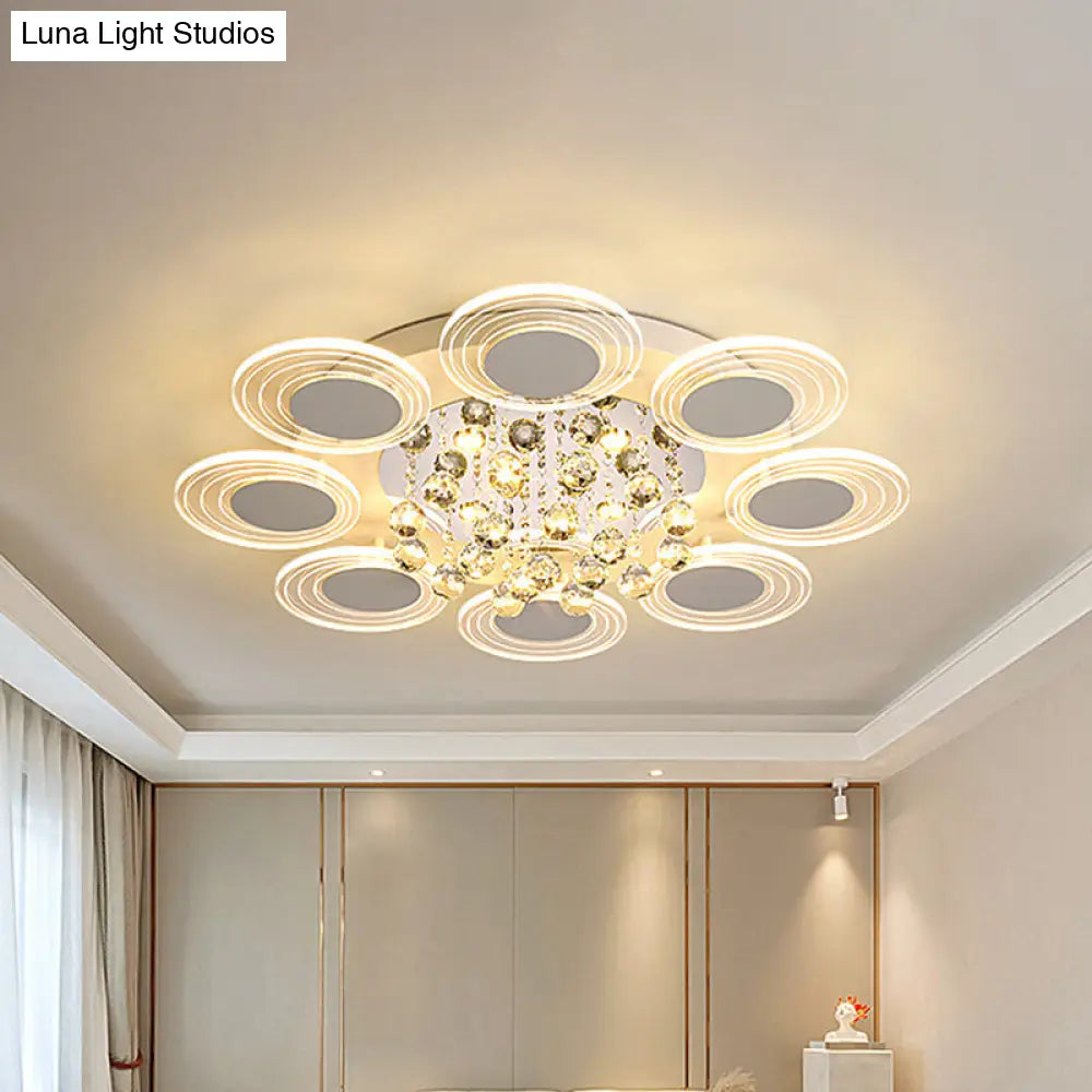 Contemporary Led Crystal Ball Flushmount Ceiling Lamp Wide 25.5/31.5 - Perfect For Living Room Clear