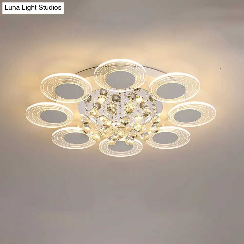 Contemporary Led Crystal Ball Flushmount Ceiling Lamp Wide 25.5/31.5 - Perfect For Living Room