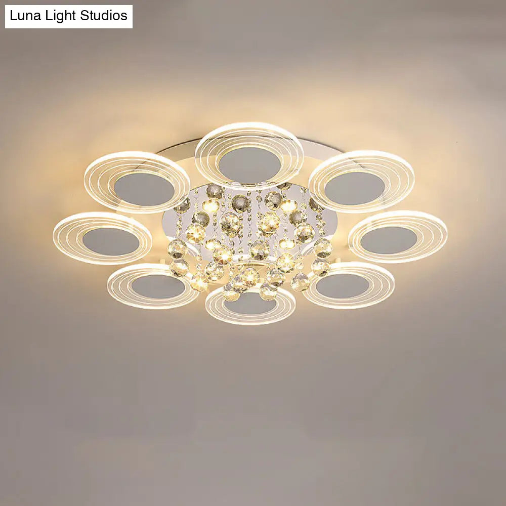 Contemporary Led Crystal Ball Flushmount Ceiling Lamp Wide 25.5’/31.5’ - Perfect For Living Room