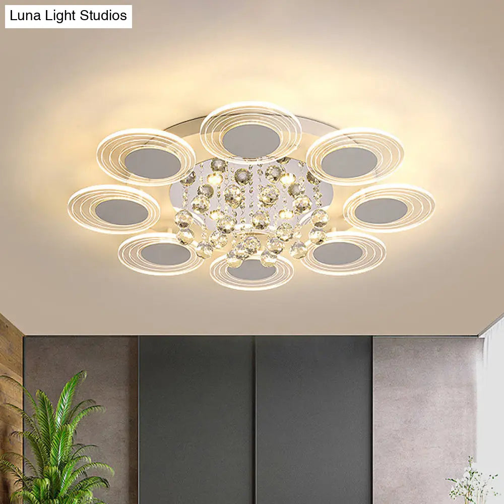 Contemporary Led Crystal Ball Flushmount Ceiling Lamp Wide 25.5’/31.5’ - Perfect For Living Room