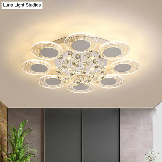 Contemporary Led Crystal Ball Flushmount Ceiling Lamp Wide 25.5’/31.5’ - Perfect For Living Room