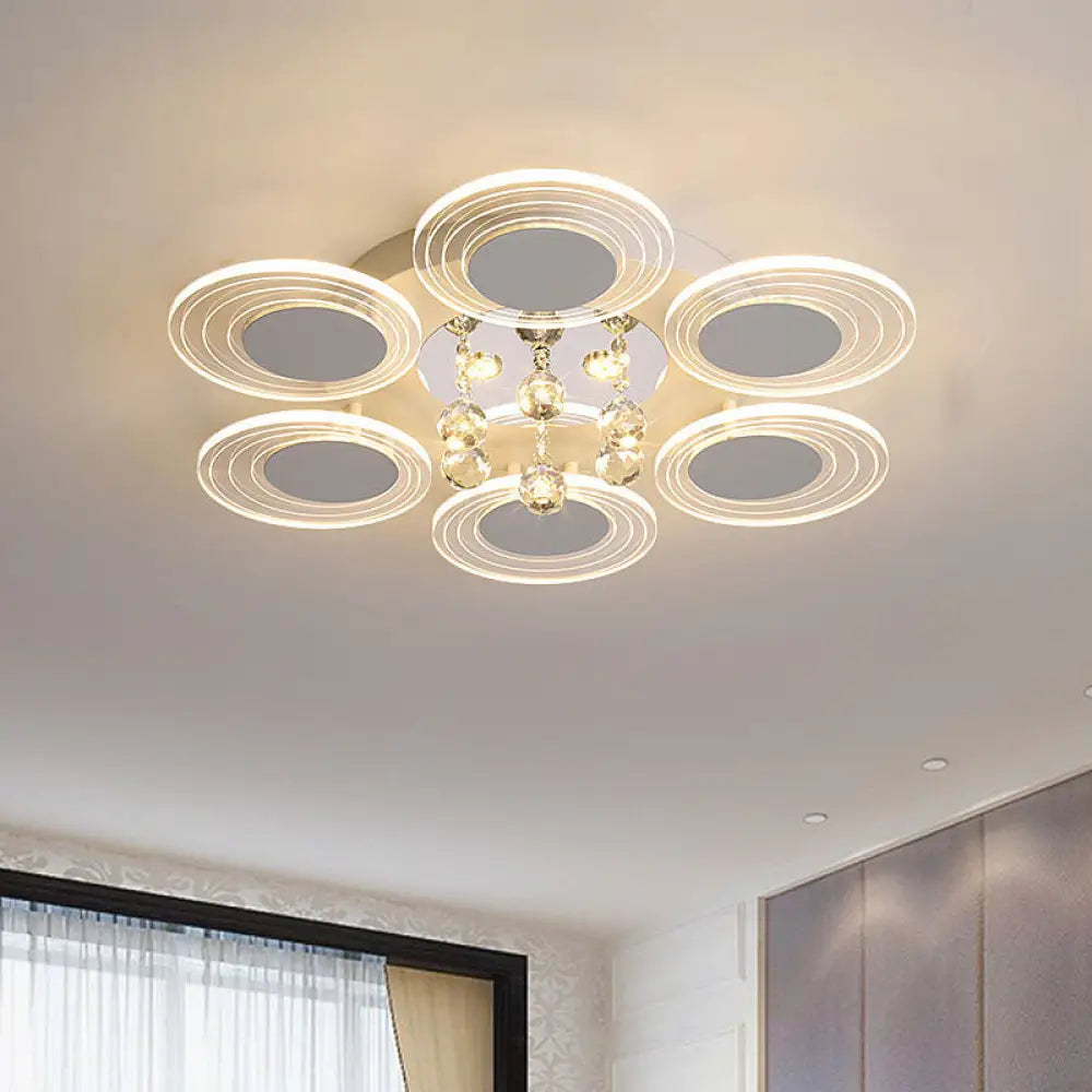 Contemporary Led Crystal Ball Flushmount Ceiling Lamp Wide 25.5’/31.5’ - Perfect For Living